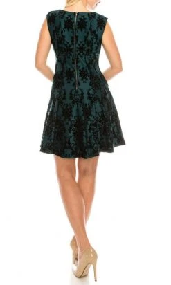 Cocktail Dresses Gabby Skye - 57289MG Chandelier Print Flocked Velvet Cocktail Dress