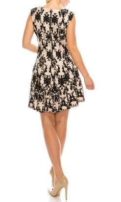 Cocktail Dresses Gabby Skye - 57289MG Chandelier Print Flocked Velvet Cocktail Dress
