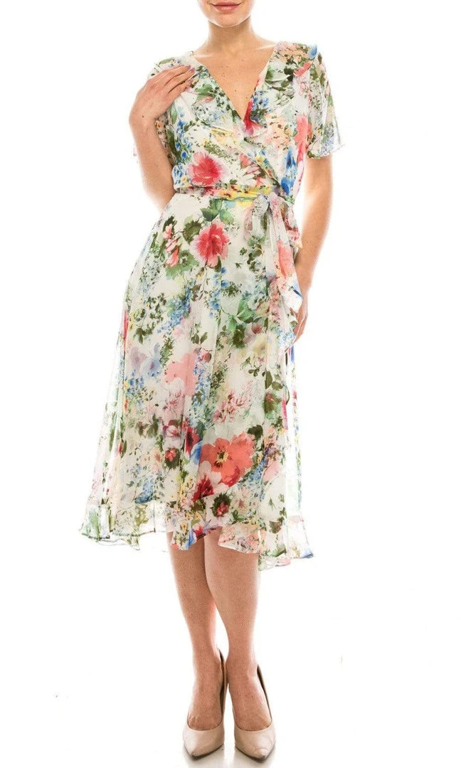Gabby Skye - 57524MG Floral Faux Wrap Dress 3 Gabby Skye - 57524MG Floral Faux Wrap Dress