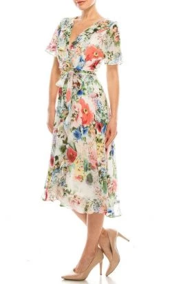 Gabby Skye - 57524MG Floral Faux Wrap Dress 10 Gabby Skye - 57524MG Floral Faux Wrap Dress
