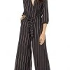 Prom Dresses Gabby Skye - 91139MG Quarter Sleeve Stripe V-Neck Jumpsuit