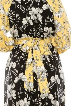 Gabby Skye - 91196MG Quarter Sleeve Floral Color Block A-Line Dress Cocktail Dresses 10 Gabby Skye - 91196MG Quarter Sleeve Floral Color Block A-Line Dress Cocktail Dresses