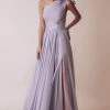 Gatti Nolli Couture - Ruched Asymmetric Prom Gown OP-4981 - 1 Pc Lilac In Size 20 Available