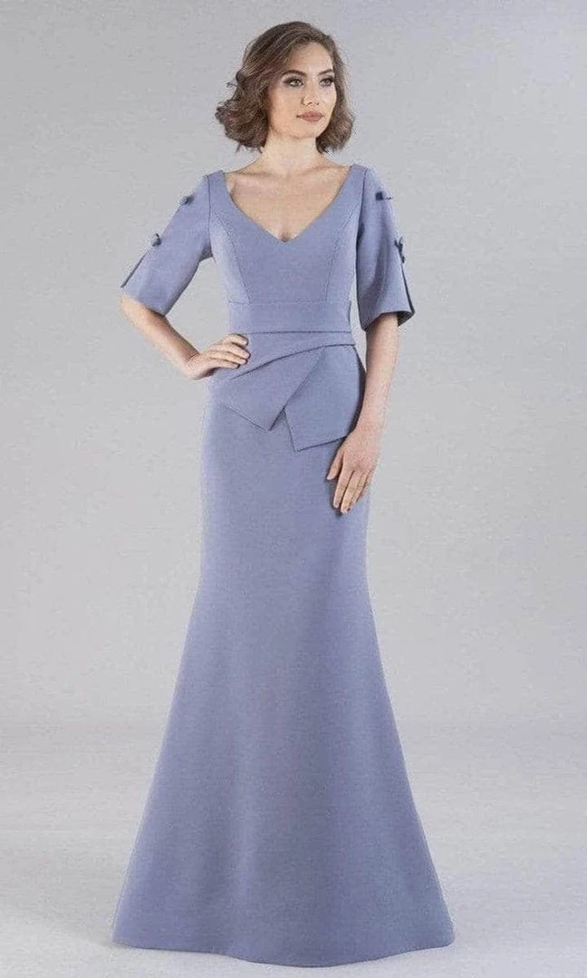 Formal Gowns Gia Franco - Elbow Sleeves V-Back Trumpet Gown 12102 4 Formal Gowns Gia Franco - Elbow Sleeves V-Back Trumpet Gown 12102