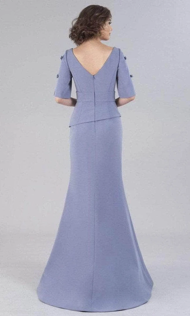 Formal Gowns Gia Franco - Elbow Sleeves V-Back Trumpet Gown 12102 5 Formal Gowns Gia Franco - Elbow Sleeves V-Back Trumpet Gown 12102