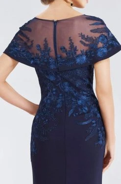 Gia Franco - Floral Embroidered Cape Sleeve Mermaid Gown 12955 - 1 Pc Navy In Size 10 Available Formal Gowns 9 Gia Franco - Floral Embroidered Cape Sleeve Mermaid Gown 12955 - 1 Pc Navy In Size 10 Available Formal Gowns