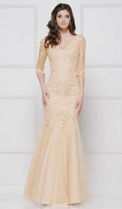 Colors Dress Glow By Colors - G290SL-1 Embellished Lace V-neck Trumpet Dress Formal Gowns 10 Colors Dress Glow By Colors - G290SL-1 Embellished Lace V-neck Trumpet Dress Formal Gowns