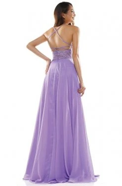 Colors Dress Glow Dress - G889 Strappy Sleeveless Lace Top Chiffon A-Line Gown Formal Gowns