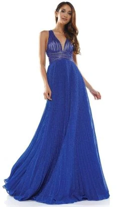 Colors Dress Glow Dress - G941 Crisscross Empire Waist Pleated Glitter Gown 10 Colors Dress Glow Dress - G941 Crisscross Empire Waist Pleated Glitter Gown