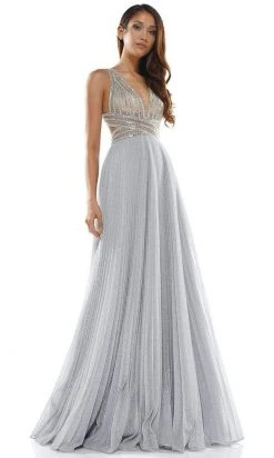 Colors Dress Glow Dress - G941 Crisscross Empire Waist Pleated Glitter Gown 13 Colors Dress Glow Dress - G941 Crisscross Empire Waist Pleated Glitter Gown
