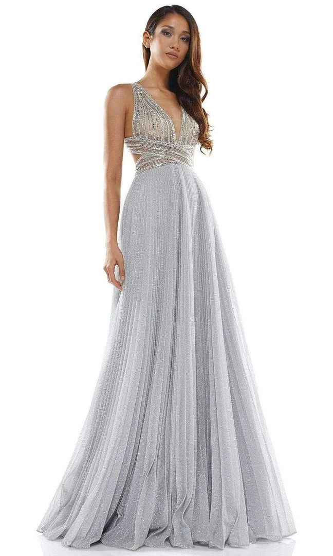 Colors Dress Glow Dress - G941 Crisscross Empire Waist Pleated Glitter Gown 8 Colors Dress Glow Dress - G941 Crisscross Empire Waist Pleated Glitter Gown