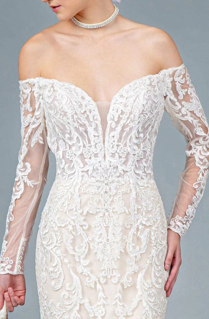Formal Gowns GLS By Gloria - GL1801 Embroidered Deep Off-Shoulder Trumpet Dress 5 Formal Gowns GLS By Gloria - GL1801 Embroidered Deep Off-Shoulder Trumpet Dress