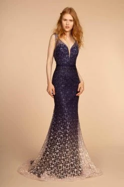 GLS By Gloria - GL2556 Trailing Floral Ombre Mermaid Gown