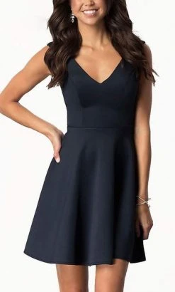 Harper And Lemon - 22103 V Neck Sheer Side A-Line Cocktail Dress