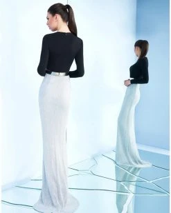 Ieena Duggal - 25242 Long Sleeve Jewel Column Gown Formal Gowns