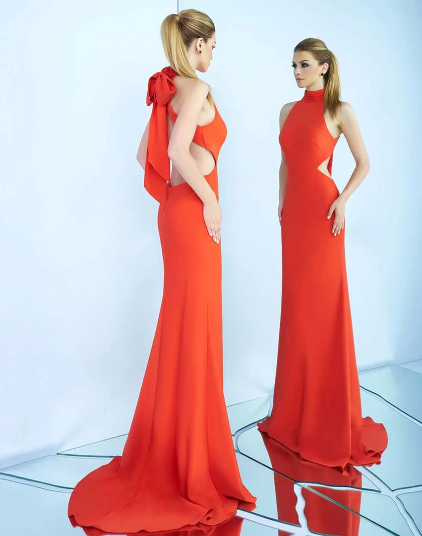 Formal Gowns Ieena Duggal - 25403I Ribbon Accented High Halter Gown 7 Formal Gowns Ieena Duggal - 25403I Ribbon Accented High Halter Gown