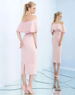 Ieena Duggal - 25801I Ruffled Off Shoulder Tea Length Dress Cocktail Dresses 7 Ieena Duggal - 25801I Ruffled Off Shoulder Tea Length Dress Cocktail Dresses