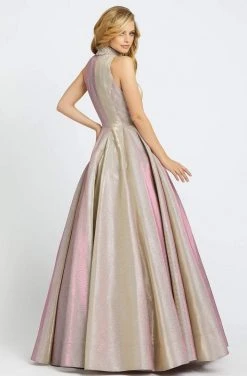 Formal Gowns Ieena Duggal - 25957I Beaded High Halter Metallic Ballgown