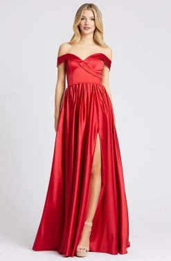 Formal Gowns Ieena Duggal - 25958I Off Shoulder A-Line High Slit Prom Gown