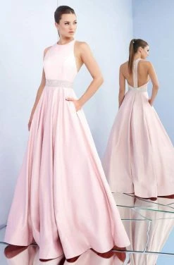 Ieena Duggal - 26021I Crystal Beaded Racerback A-Line Gown Formal Gowns