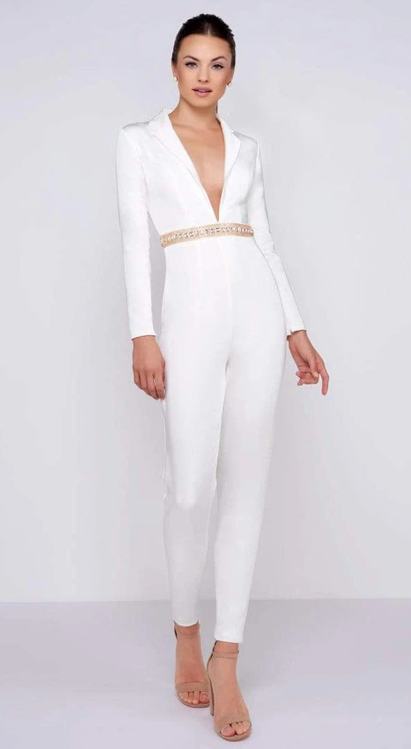 Plus Size Dresses Ieena Duggal - 26071I Long Sleeve Deep V-neck Jumpsuit 5 Plus Size Dresses Ieena Duggal - 26071I Long Sleeve Deep V-neck Jumpsuit