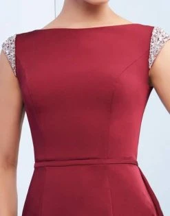 Formal Gowns Ieena Duggal - 26088I Beaded Cap Sleeves Mermaid Gown With Overskirt