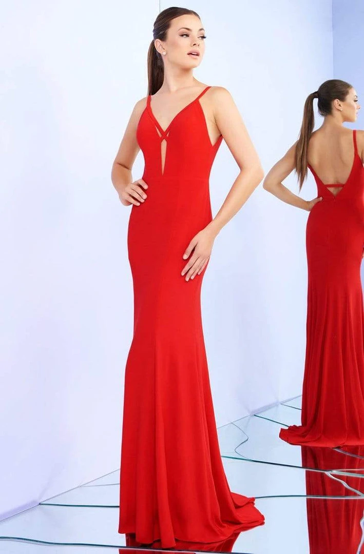 Ieena Duggal - 26094I Sleek V-neck Trumpet Dress With Train 3 Ieena Duggal - 26094I Sleek V-neck Trumpet Dress With Train