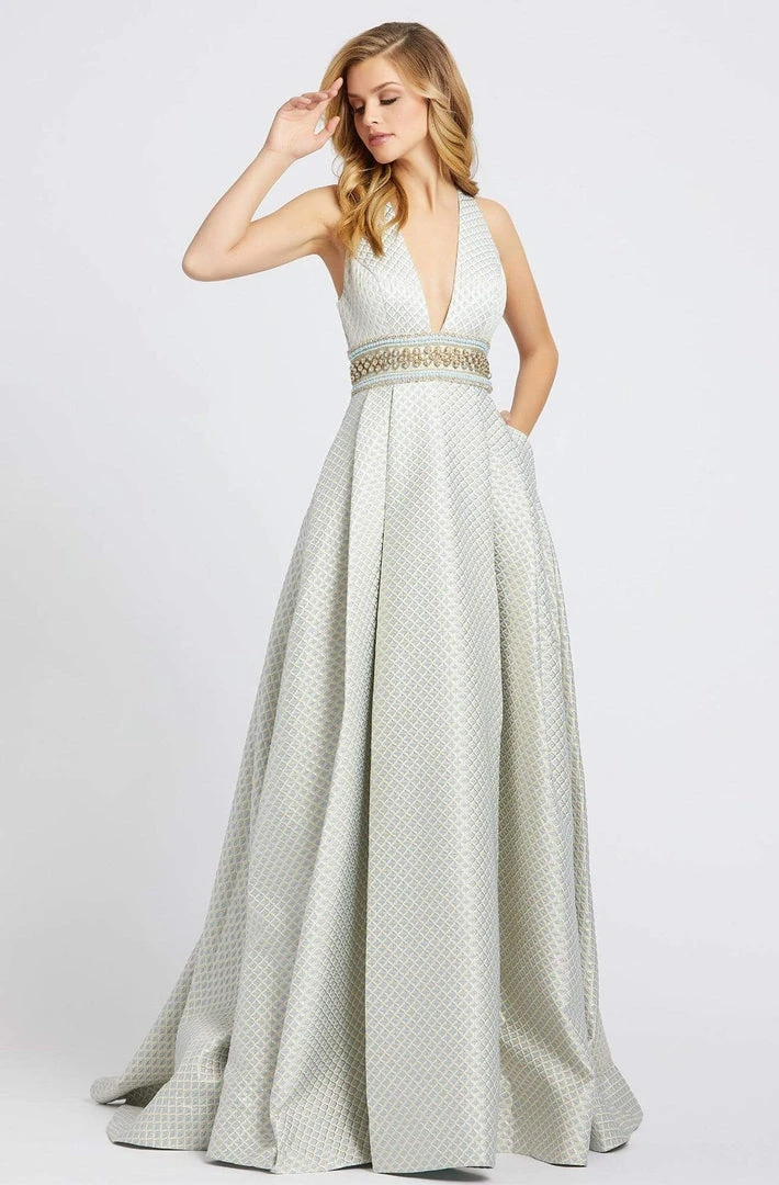 Formal Gowns Ieena Duggal - 26107I Geo-Lattice Texture Plunging A-Line Gown 6 Formal Gowns Ieena Duggal - 26107I Geo-Lattice Texture Plunging A-Line Gown