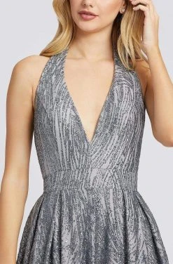 Ieena Duggal - 26228I Glitter Tulle Plunging Halter Long Gown Formal Gowns