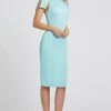 Ieena Duggal - 26307I Bow Accented High Neck Sheath Dress Cocktail Dresses