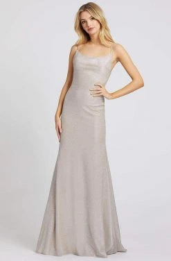 Formal Gowns Ieena Duggal - 26330I Scoop Neck Backless Mermaid Gown In Silver