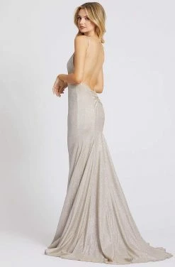 Formal Gowns Ieena Duggal - 26330I Scoop Neck Backless Mermaid Gown In Silver