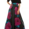 Ignite Evenings - IG3874 Lace Jewel Neck Floral Print A-line Gown Formal Gowns 1 Ignite Evenings - IG3874 Lace Jewel Neck Floral Print A-line Gown Formal Gowns