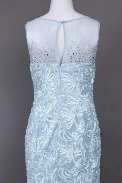 Ignite Evenings - Illusion Shoulders Embellished Trumpet Gown 3530 - 1 Pc Ice Blue In Size 12 Available Formal Gowns