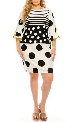 Plus Size Dresses ILE Clothing - SCP1082 Polka Dots Sheath Short Dress