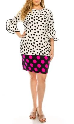 Plus Size Dresses ILE Clothing - SCP1082 Polka Dots Sheath Short Dress