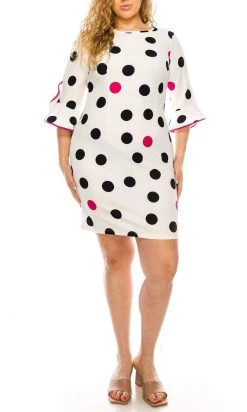 Plus Size Dresses ILE Clothing - SCP1082 Polka Dots Sheath Short Dress