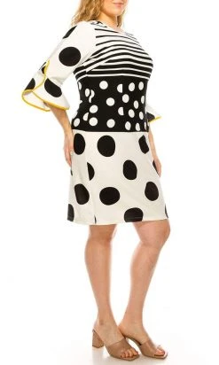 Plus Size Dresses ILE Clothing - SCP1082 Polka Dots Sheath Short Dress