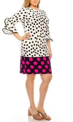 Plus Size Dresses ILE Clothing - SCP1082 Polka Dots Sheath Short Dress