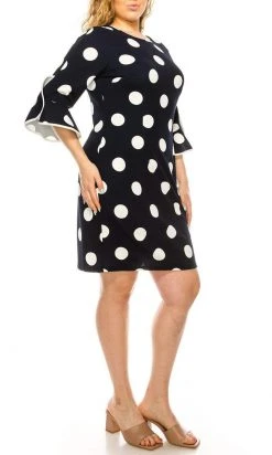 Plus Size Dresses ILE Clothing - SCP1082 Polka Dots Sheath Short Dress