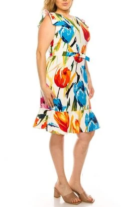 ILE Clothing - SCP1550 Ruffled Cap Sleeves Sheath Dress 28 ILE Clothing - SCP1550 Ruffled Cap Sleeves Sheath Dress