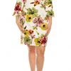 Plus Size Dresses ILE Clothing - SCP5901B Floral Printed Bateau Dress