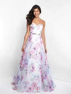 Blush By Alexia Designs Intrigue - 429 Strapless Floral Belted Gown Formal Gowns