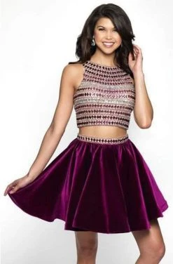 Blush By Alexia Designs Cocktail Dresses Intrigue - 466 Two Piece Bejeweled Velvet A-line Dress