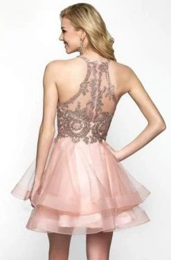 Blush By Alexia Designs Intrigue - 472 Glittering Metallic Lace Tulle A-line Dress