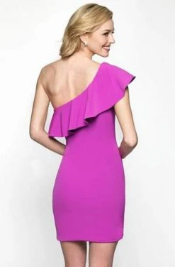 Blush By Alexia Designs Cocktail Dresses Intrigue - 481 Ruffled Asymmetric Fitted Dress