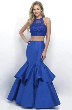 Blush By Alexia Designs Intrigue - Beaded Applique Crop Top Two-Piece Mermaid Dress 293