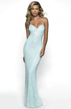 Blush By Alexia Designs Intrigue By Blush - 500 Fully Beaded Sleeveless Sheath Long Gown Formal Gowns