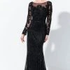 Ivonne D - 120D11 Embellished Illusion Bateau Neck Long Gown - 1 Pc Black In Size 10 Available 1 Ivonne D - 120D11 Embellished Illusion Bateau Neck Long Gown - 1 Pc Black In Size 10 Available