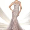 Ivonne D By Mon Cheri - Embroidered Tulle Trumpet Dress 116D25 - 1 Pc Mink In Size 12 Available